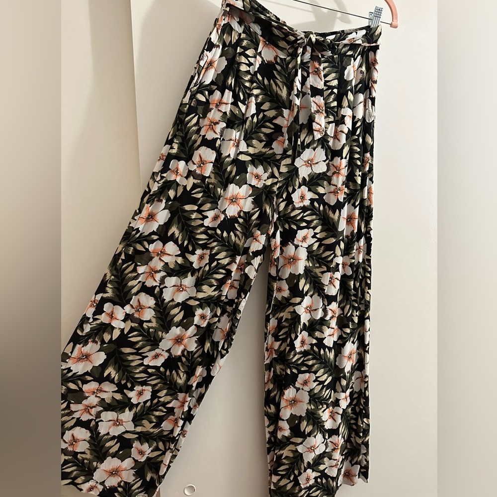 Wide leg High Waist Front Tie Pants
